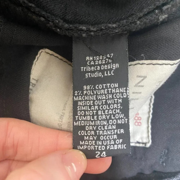 Nili Lotan Mid Rise Distressed Jeans Black Women's 24 Skinny - Picture 7 of 9